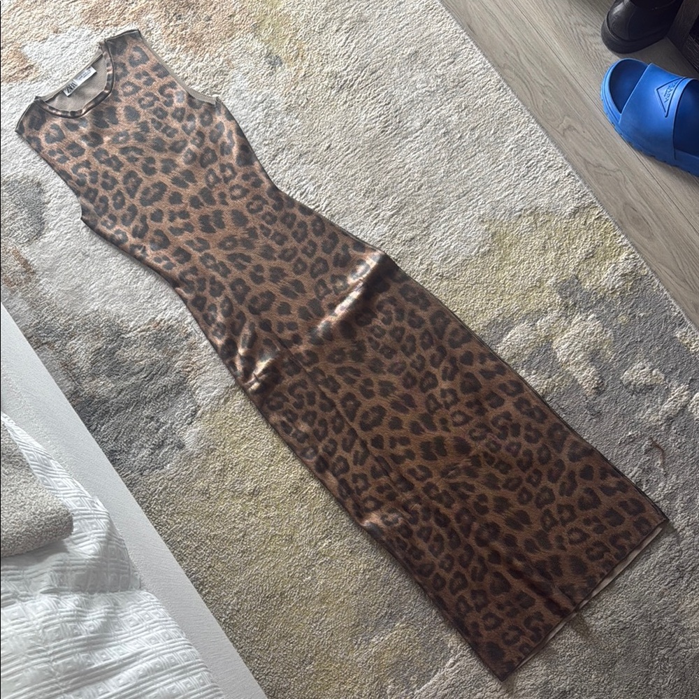 Zara Leopard Print Dress - Brown